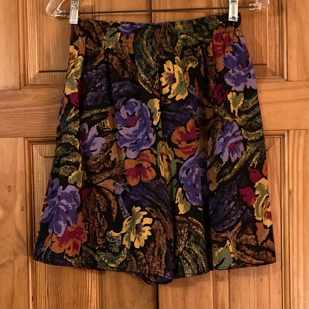 NWOT Hunter's Glen Vintage 80s Dress Skort Shorts Black Purple Size M Medium
